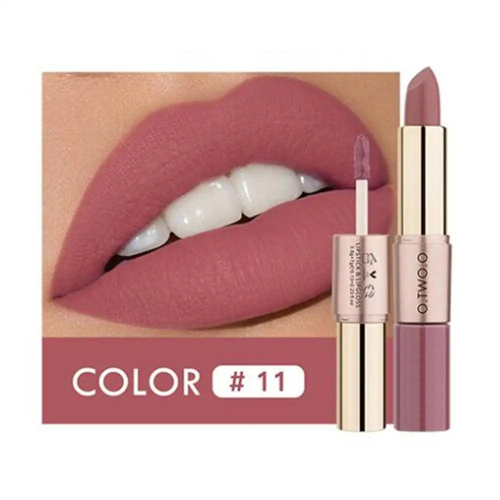 O.TWO.O 12 colores Maquillaje Lápiz labial Brillo labial Lápiz labial rojo sexy Impermeable Hidratante Labios Cosméticos Lápices labiales mate