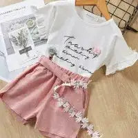 Bear Leader New Summer Casual Children Sets Chiffon Flowers Blue T-shirt Pants Girls Clothing Sets Kids Summer Set for 3-7 Years - Lootquake
