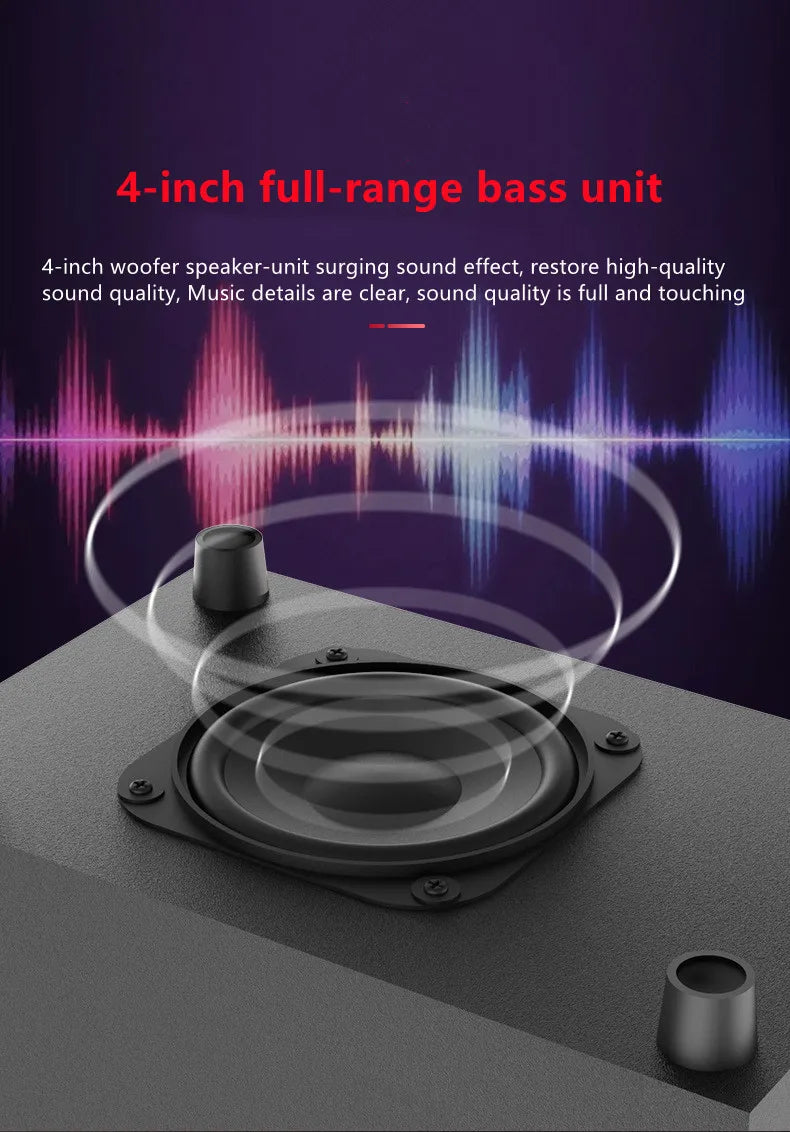 Sistema de audio multimedia Bluetooth 2.1 Cine en casa Sonido envolvente Combinación activa Altavoces de madera Cable auxiliar USB Poste TV PC