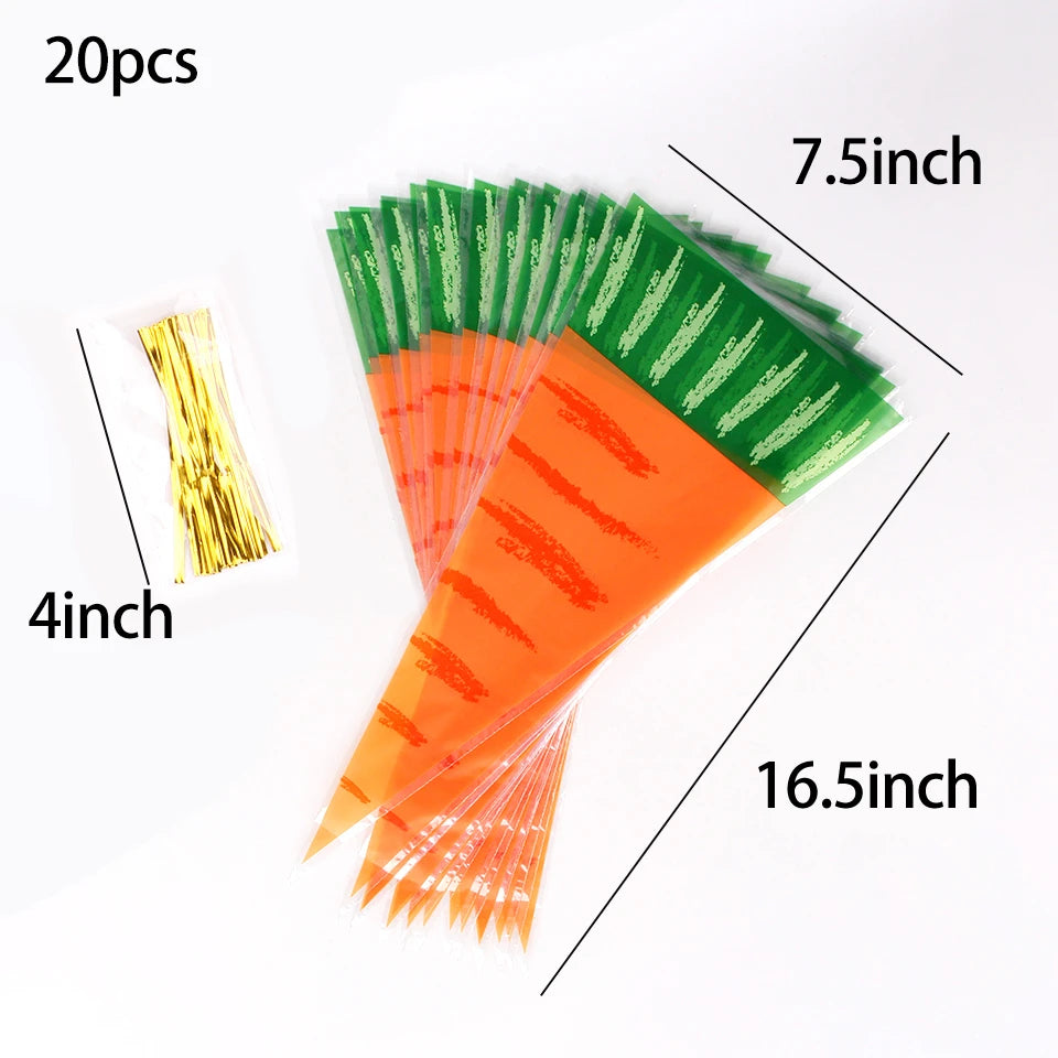 Hot Sale 20 / Batch Cute Rabbit Carrot Ear Biscuit Bag Candy Biscuit Gift Bag Snack Baking Packaging Supplies Easter Decoration - Lootquake