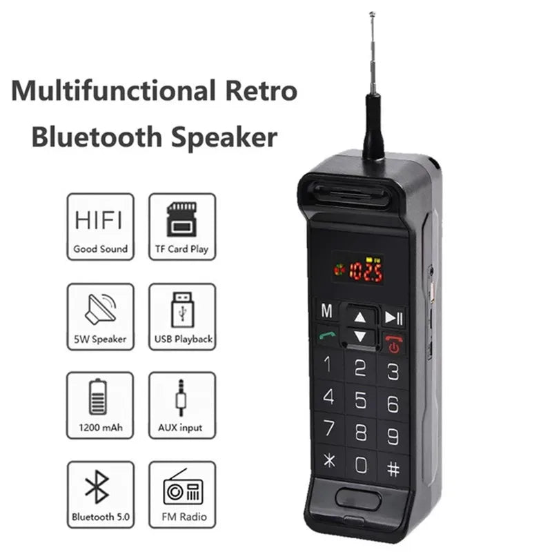 Altavoz Bluetooth con diseño clásico para teléfono móvil, altavoz portátil retro para teléfono celular, altavoz Bluetooth inalámbrico para teléfono celular para exteriores.