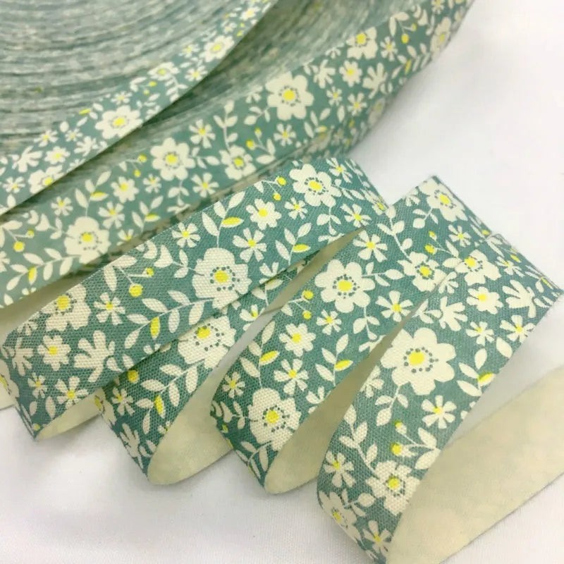 5Y 1.5cm/2.5cm Flowers Printed Cotton Floral Ribbon For Handmade DIY Craft Scrapbook Gift Packing Easter Wedding Christmas Deco - Lootquake