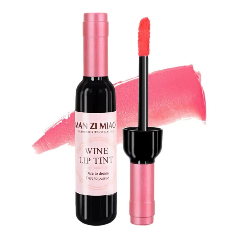 Lápiz labial color vino, tinte labial rosa bebé, brillo labial líquido mate Lipgross, tinte labial resistente al agua de larga duración, lápiz labial antiadherente en vaso.
