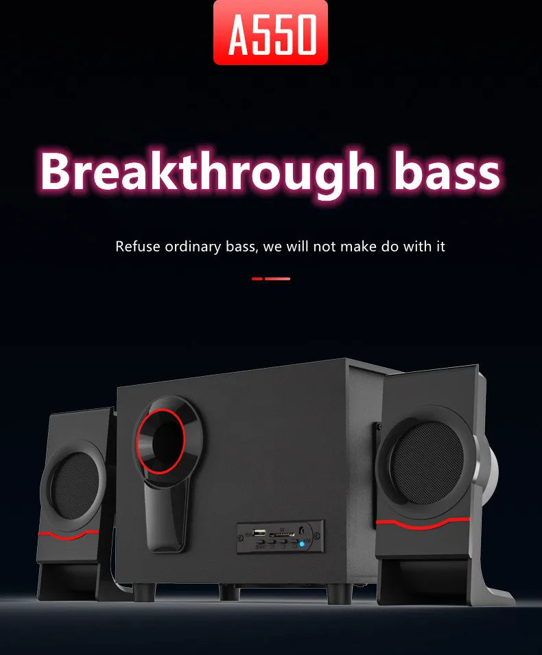 Sistema de audio multimedia Bluetooth 2.1 Cine en casa Sonido envolvente Combinación activa Altavoces de madera Cable auxiliar USB Poste TV PC