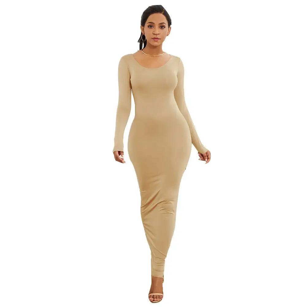 HOT SALES!!! Spring Autumn Sexy Long Dress Women Long Sleeve Round Neck Bodycon Maxi Dress evening party Dress - Lootquake