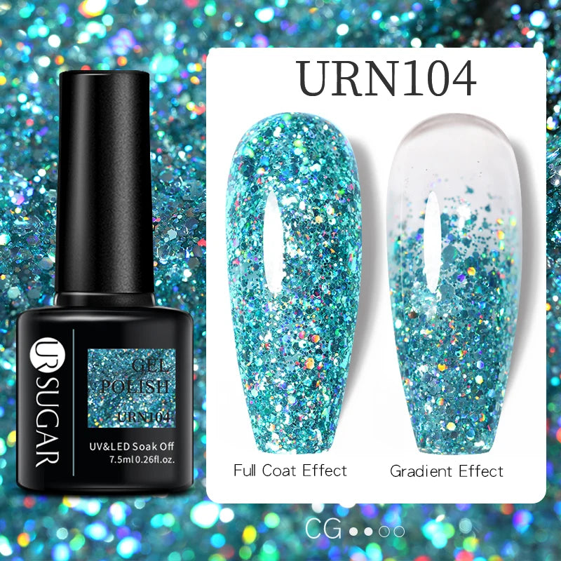UR SUGAR 7.5ml Nude Glitter Color Gel Nail Polish Winter Warm Color Series Semi-permanent Varnish Professionals Manicure