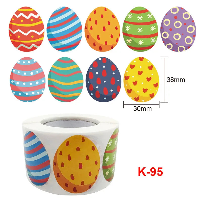 1.5 Inch Happy Easter Rabbit Stickers Sealing Bunny Thank You Sticker Roll for Gift Packging Decor School Stationery Supplies - Lootquake