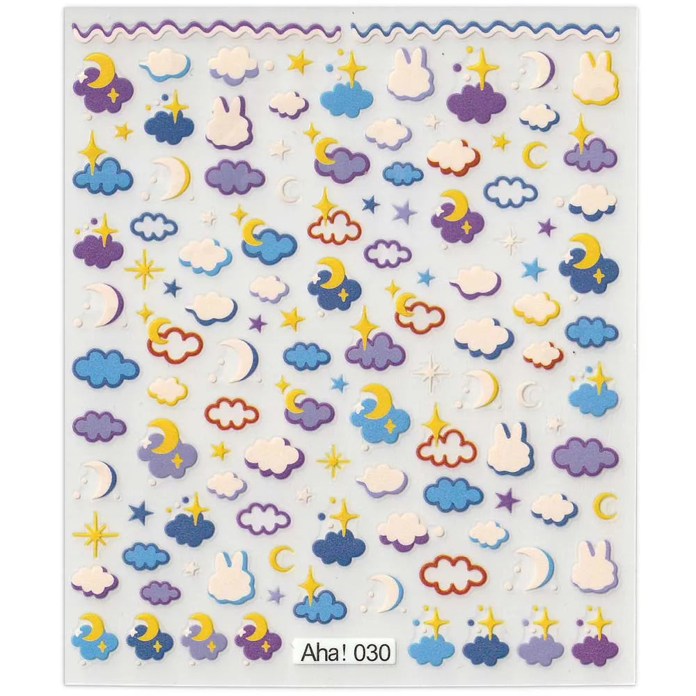 42Model Sticker Nail Decal 3D Adhesive Patch,Smile/Animal/Flower Nail Art Decorations Manicure Sticker Easter Day Design Decal-