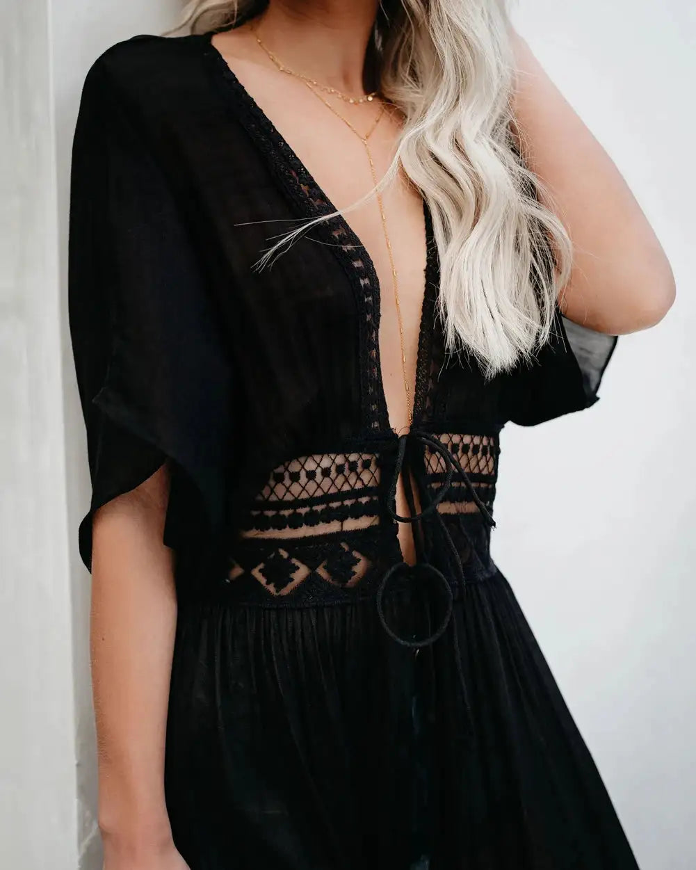 New 2020 Summer Women Lace Crochet Beach Cardigan Bikini Cover Up Wrap Beachwear Long Dress - Lootquake