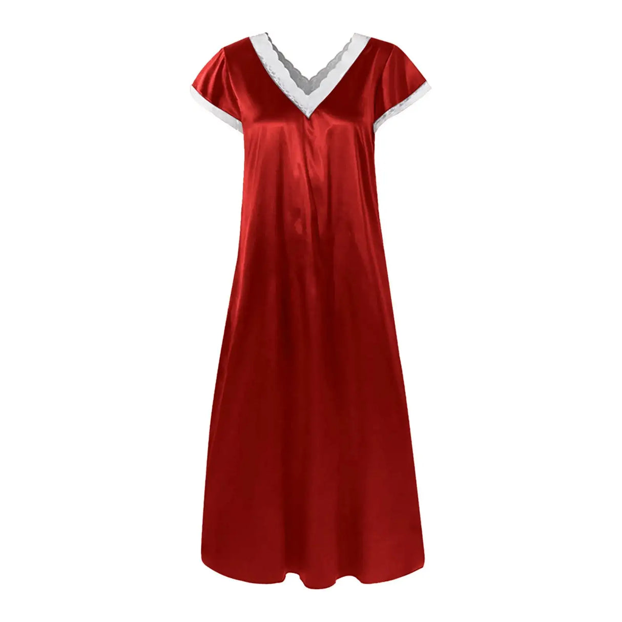 Women Summer Silk Sleepwear Short Sleeve V Neck Homewear Long Dress Nightgowns Sleepwear Sleep Tos Night Dress Underwear - Lootquake