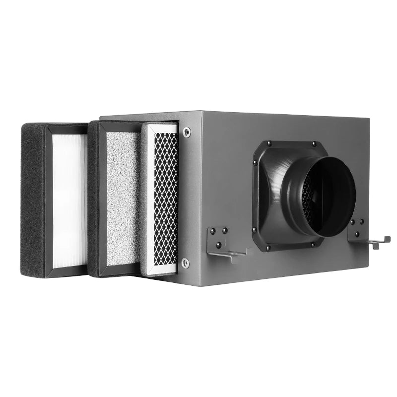 Caja de filtro purificador de 3 capas con filtro HEPA y de carbón para sistema de ventilación