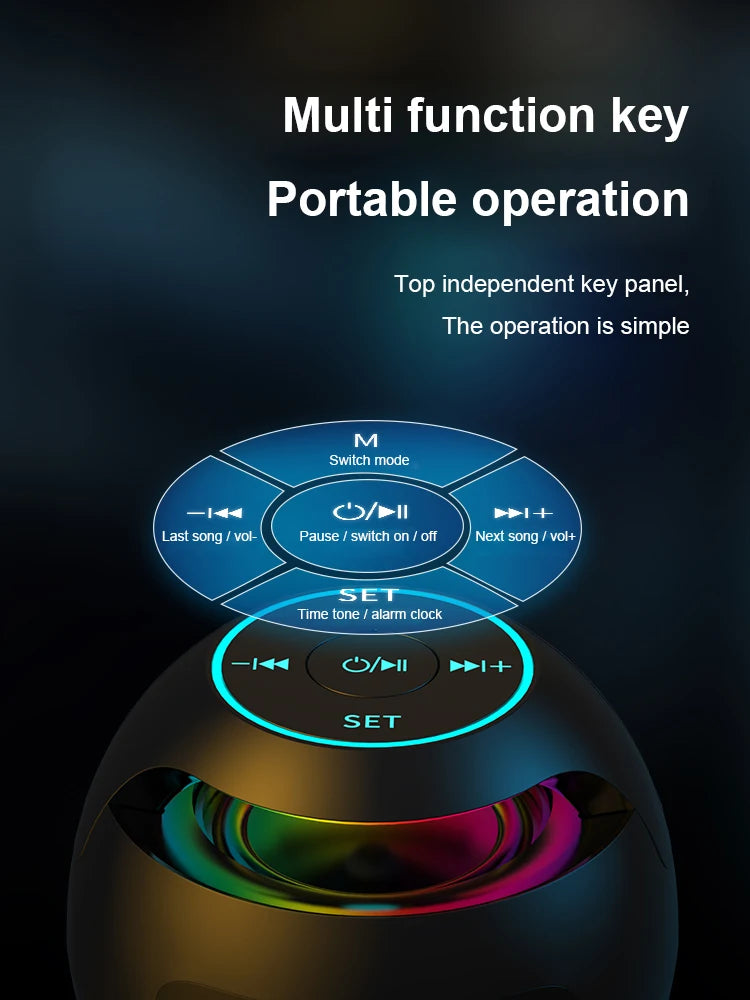 Nuevo mini altavoz Bluetooth inalámbrico con pantalla LED, despertador, tarjeta TF, reproductor de música MP3 para PC y teléfono.