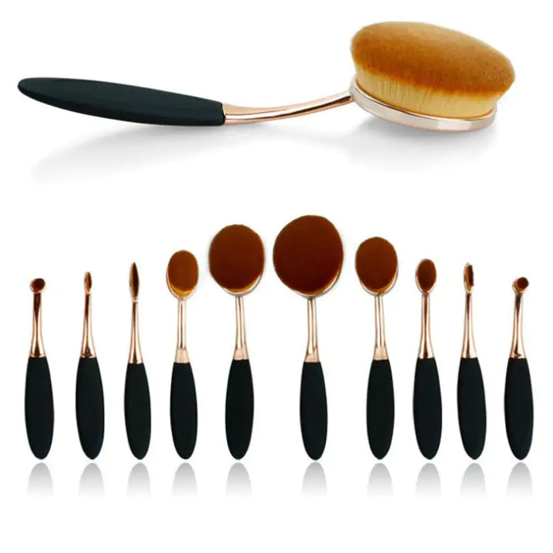 Beauty Experts Set of 10 Oval Beauty Brushes - Lootquake
