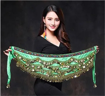 1PC New Style Belly Dance Belt Newest Multi-color Glass Silk Velvet Dancing Belt Scarf Crystal BellyDance Waist Chain Hip Scarf