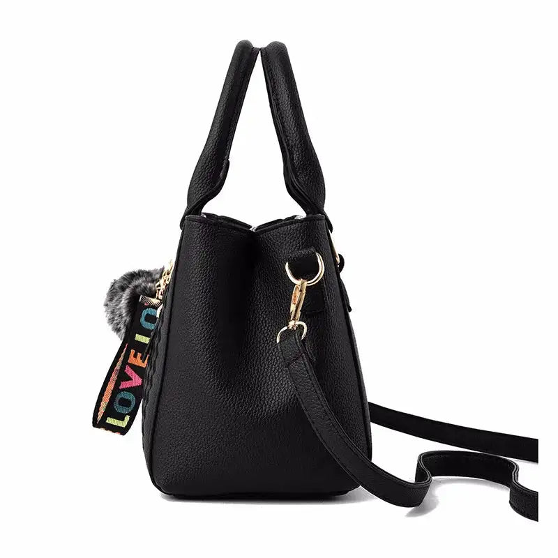 Embroidery Messenger Bags Women Leather Handbags Bags for Women Sac a Main Ladies hair ball Hand Bag - Lootquake