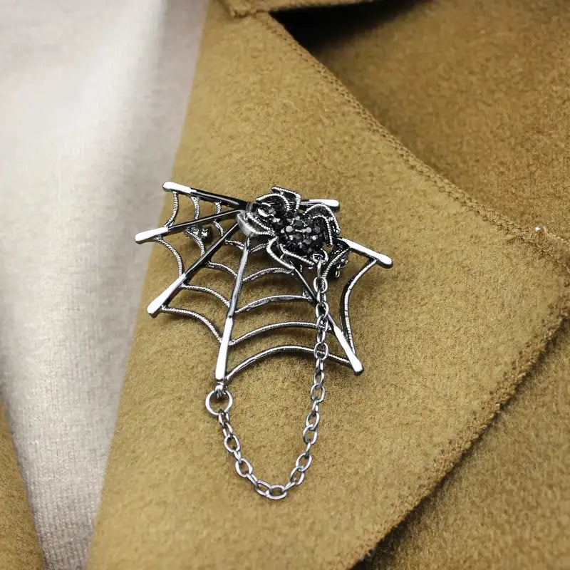Delicate Silver colour Cobweb Spider Pins Web Coat Windbreaker Lapel Elegant Female Brooch Gifts For Unisex Female Accessories - Lootquake