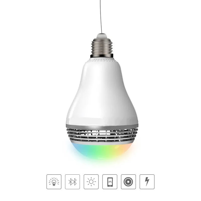 Nueva bombilla inalámbrica E27 con Bluetooth 4.0, altavoz inteligente RGB LED, lámpara de audio, compatible con todos los teléfonos, 110 V-220 V.