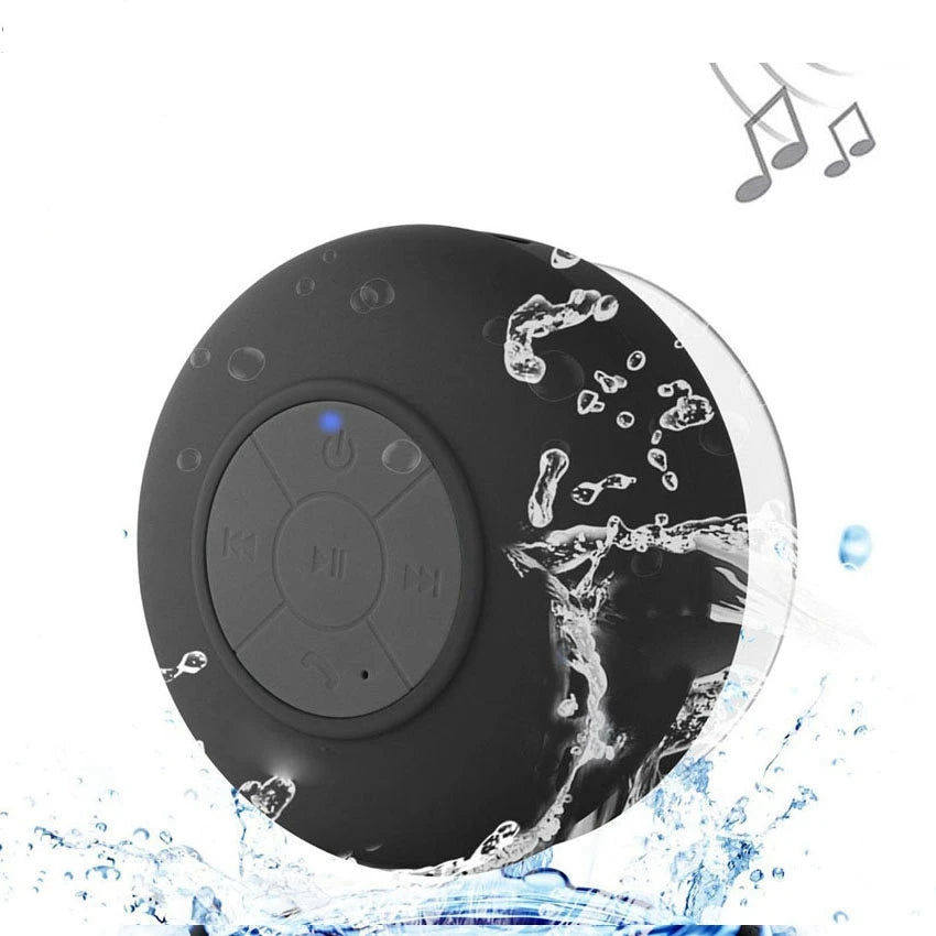Mini altavoz Bluetooth para ducha, subwoofer, impermeable, manos libres, con micrófono y ventosa para baño, piscina, playa, coche y teléfono.
