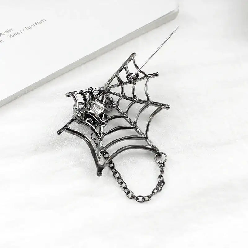 Delicate Silver colour Cobweb Spider Pins Web Coat Windbreaker Lapel Elegant Female Brooch Gifts For Unisex Female Accessories - Lootquake