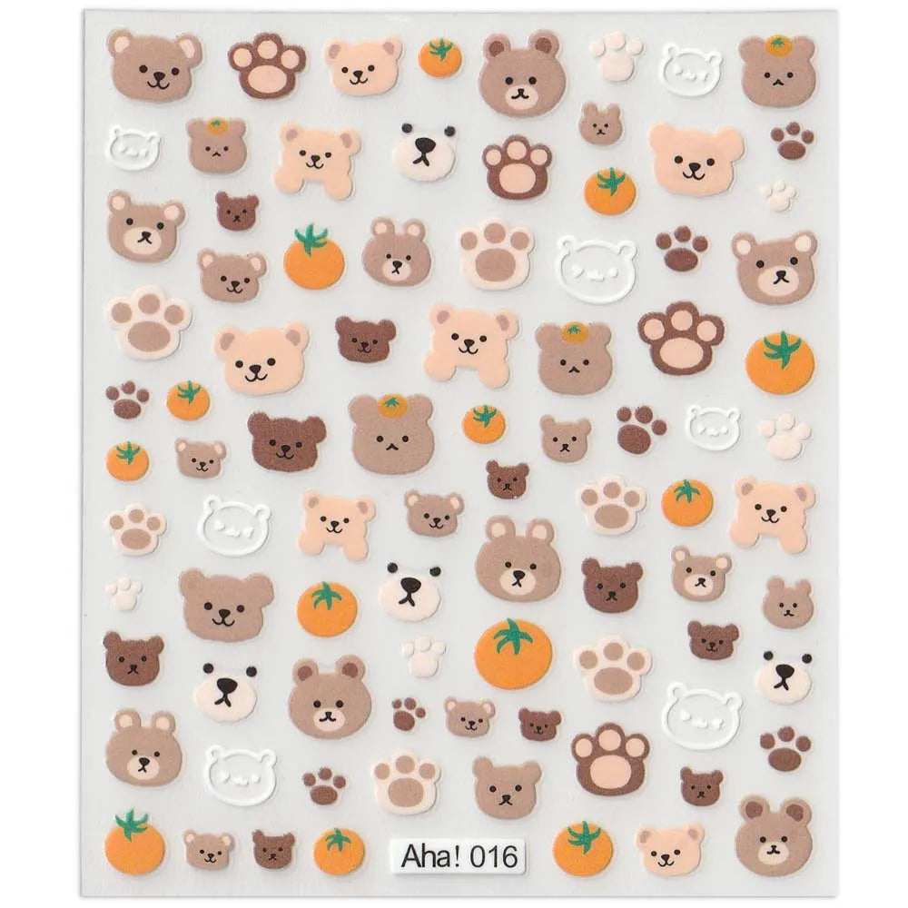 42Model Sticker Nail Decal 3D Adhesive Patch,Smile/Animal/Flower Nail Art Decorations Manicure Sticker Easter Day Design Decal-