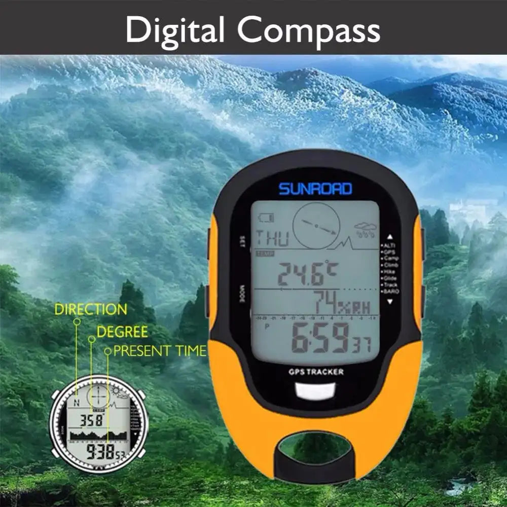 SUNROAD FR510 Handheld GPS Navigation Receiver Portable Handheld Digital Altimeter Barometer Compass Camping Hiking Tool - Lootquake