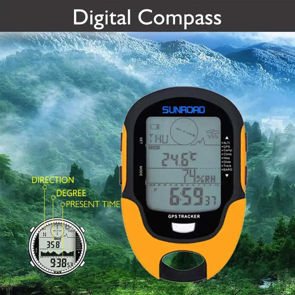 SUNROAD FR510 Handheld GPS Navigation Receiver Portable Handheld Digital Altimeter Barometer Compass Camping Hiking Tool - Lootquake