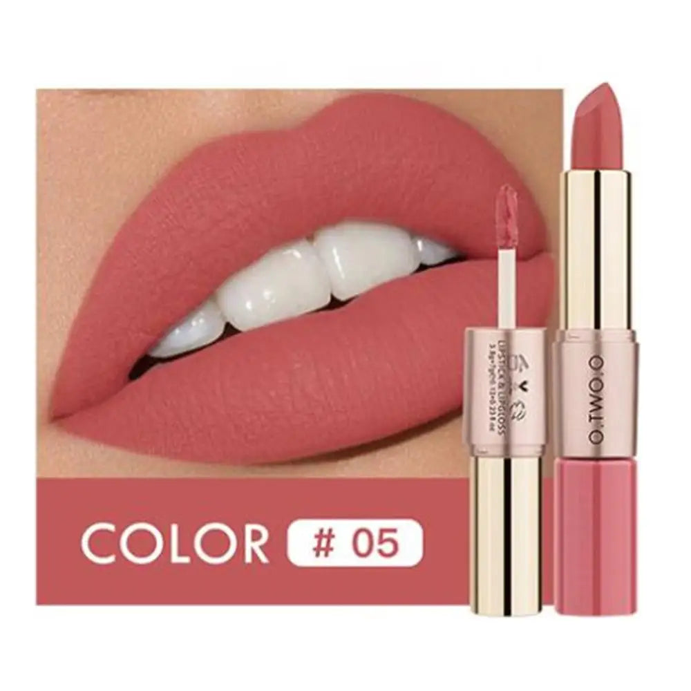 O.TWO.O 12 colores Maquillaje Lápiz labial Brillo labial Lápiz labial rojo sexy Impermeable Hidratante Labios Cosméticos Lápices labiales mate
