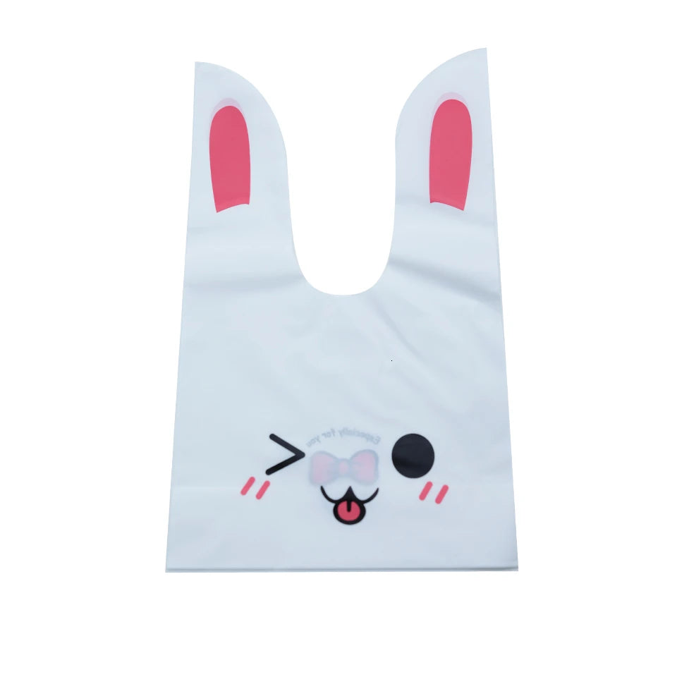 Hot Sale 20 / Batch Cute Rabbit Carrot Ear Biscuit Bag Candy Biscuit Gift Bag Snack Baking Packaging Supplies Easter Decoration