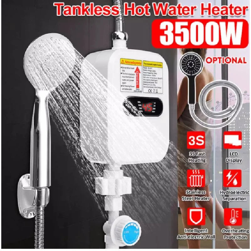 Appareil électroménager 3500 W, robinet, douche, chauffe-eau instantané, chauffage électrique du robinet, eau chaude instantanée pour cuisine et salle de bain