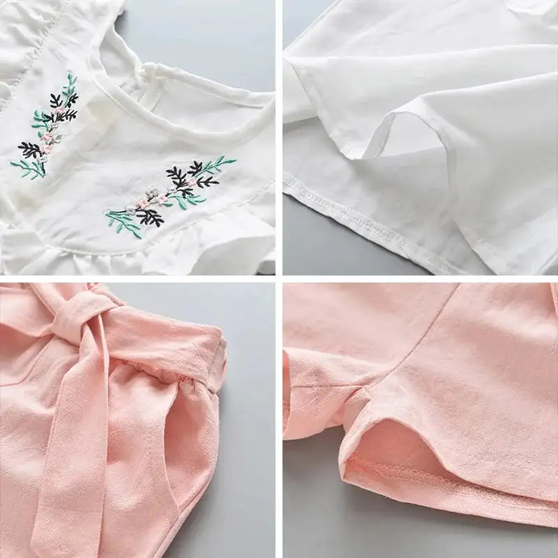 Bear Leader New Summer Casual Children Sets Chiffon Flowers Blue T-shirt Pants Girls Clothing Sets Kids Summer Set for 3-7 Years - Lootquake