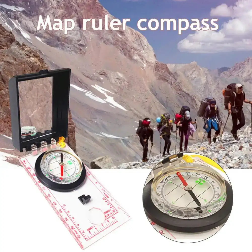 Portable Magnifying Compass Navigation Map Reading Compass with lanyard mirror and ruler for Camping Hiking and Traveling - Lootquake