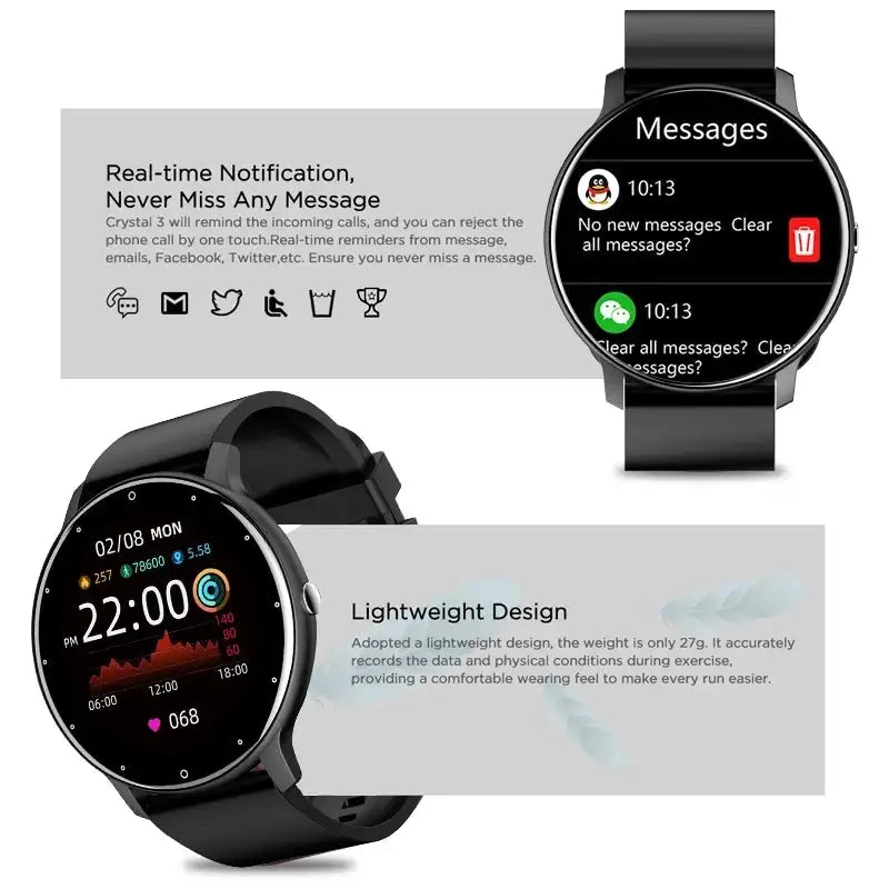 LIGE Smart band Watch Men Real-time Weather Forecast Activity Tracker Watches Sports Ladies Smart Watch Women For Xiaomi Watch - Lootquake