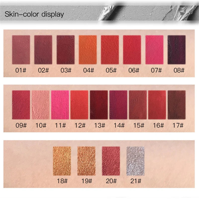 Lápiz labial mate nude de 21 colores, líquido hidratante, resistente al agua, duradero, antiadherente, brillo labial aterciopelado, maquillaje de labios para mujer, cosméticos.