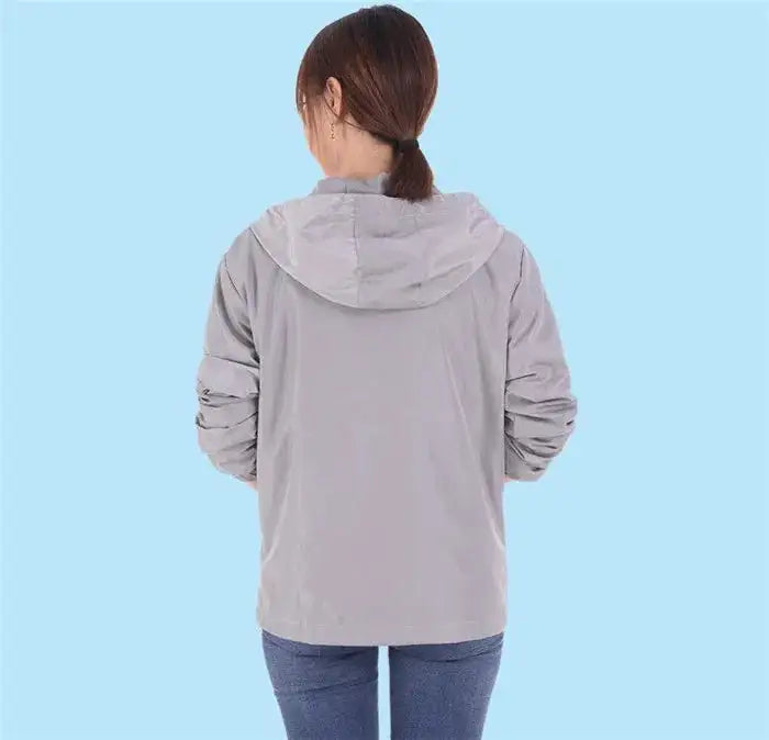 2024 New Women‘s Jacket Outerwear Spring Autumn Hooded Casual Windbreaker Coat Summer Sunscreen Clothing Family Size 7XL A8 - Lootquake
