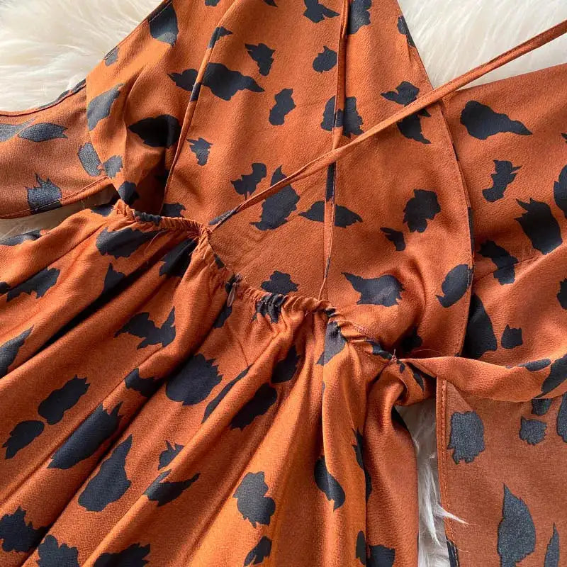 Neploe Vintage Print Holiday Long Dress Women High Waist Hip A Line Vestidos Summer 2025 New V Neck Sleeveless Camis Robe Slim - Lootquake