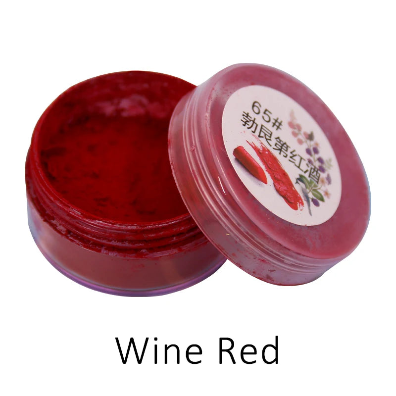 Lápiz labial en polvo color vino tinto de 1 g por botella para maquillaje cosmético, brillo labial de larga duración, pigmento en polvo de mica.