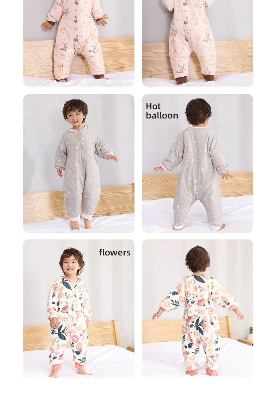 Baby Sleeping Bag Cute Flowers Print Toddler Sleepwear Walk Play Pajamas 2.5Tog Thick Winter Keep Warm Sleepsack 1-4 Years - Lootquake