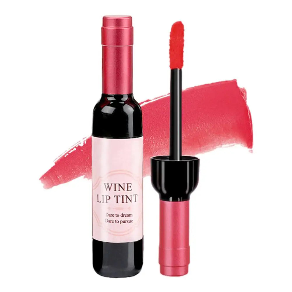 Lápiz labial color vino, tinte labial rosa bebé, brillo labial líquido mate Lipgross, tinte labial resistente al agua de larga duración, lápiz labial antiadherente en vaso.