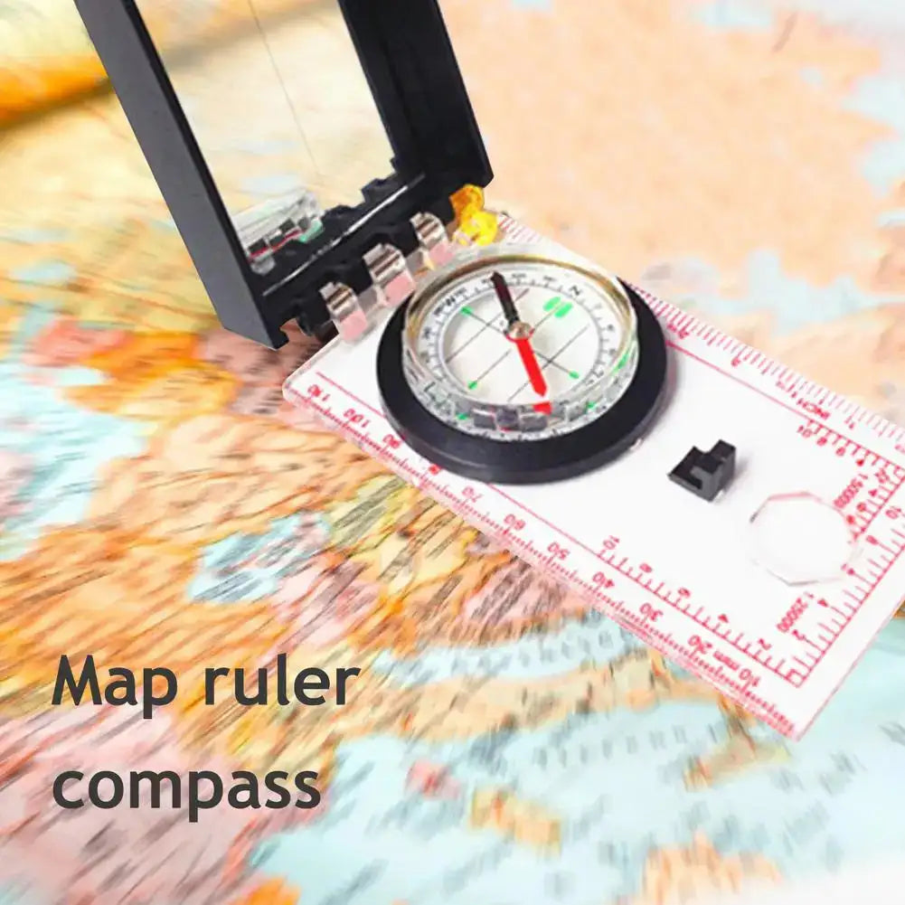 Portable Magnifying Compass Navigation Map Reading Compass with lanyard mirror and ruler for Camping Hiking and Traveling - Lootquake