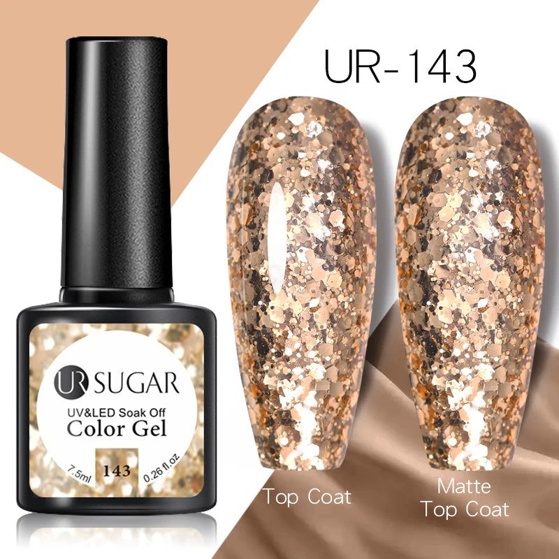 UR SUGAR 7.5ml Nude Glitter Color Gel Nail Polish Winter Warm Color Series Semi-permanent Varnish Professionals Manicure