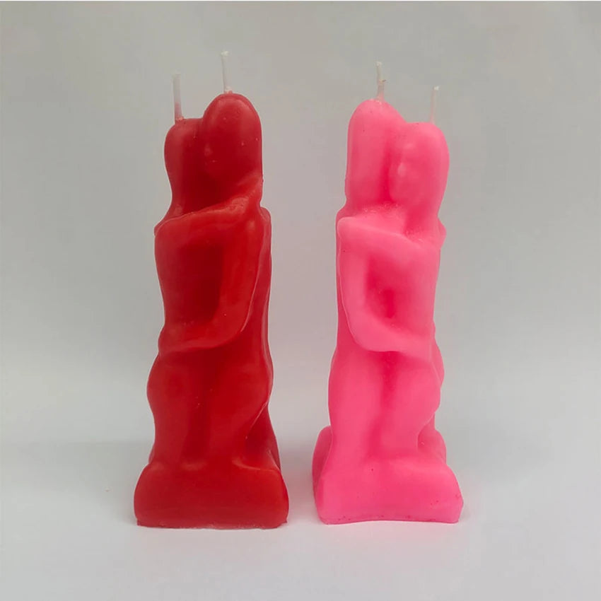 Velas decorativas para pareja de hombres y mujeres abrazados. Ritual de amor con velas. Hechizo para enamorarse de mí. Rojo y rosa.