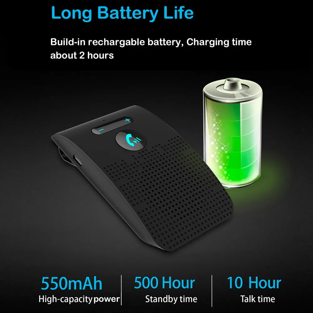 Kit mains libres Bluetooth 5.0 pour voiture, haut-parleur HiFi, récepteur audio sans fil 2 W, lecteur MP3, suppression du bruit, clip pare-soleil