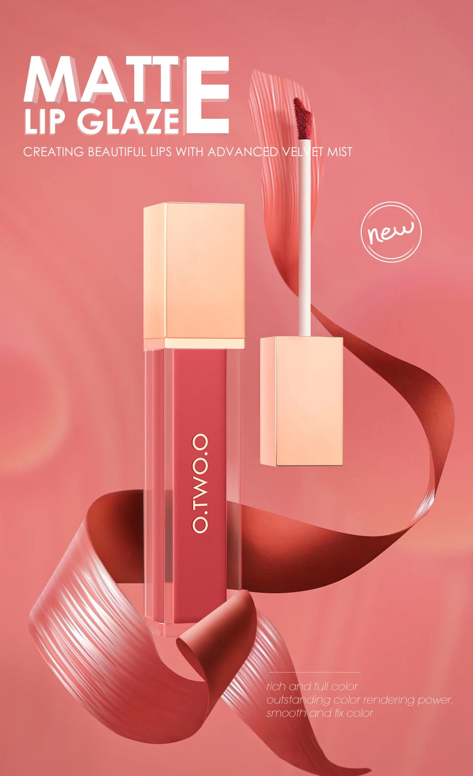 Rouge à lèvres liquide O.TWO.O 12 couleurs, fini mat, brillant à lèvres sexy et soyeux, résistant à l'eau, résistant aux baisers, longue durée, teinte pour les lèvres, cosmétiques