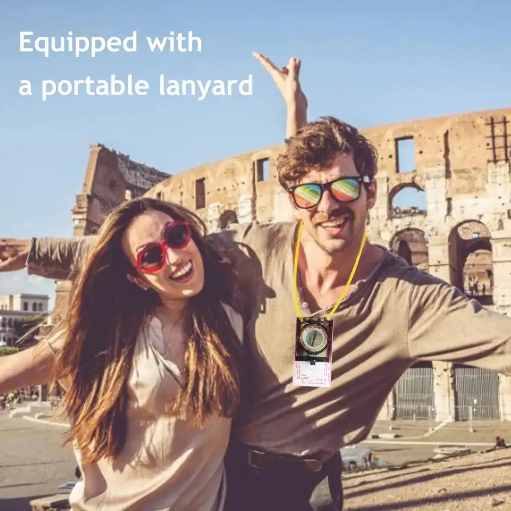 Portable Magnifying Compass Navigation Map Reading Compass with lanyard mirror and ruler for Camping Hiking and Traveling - Lootquake