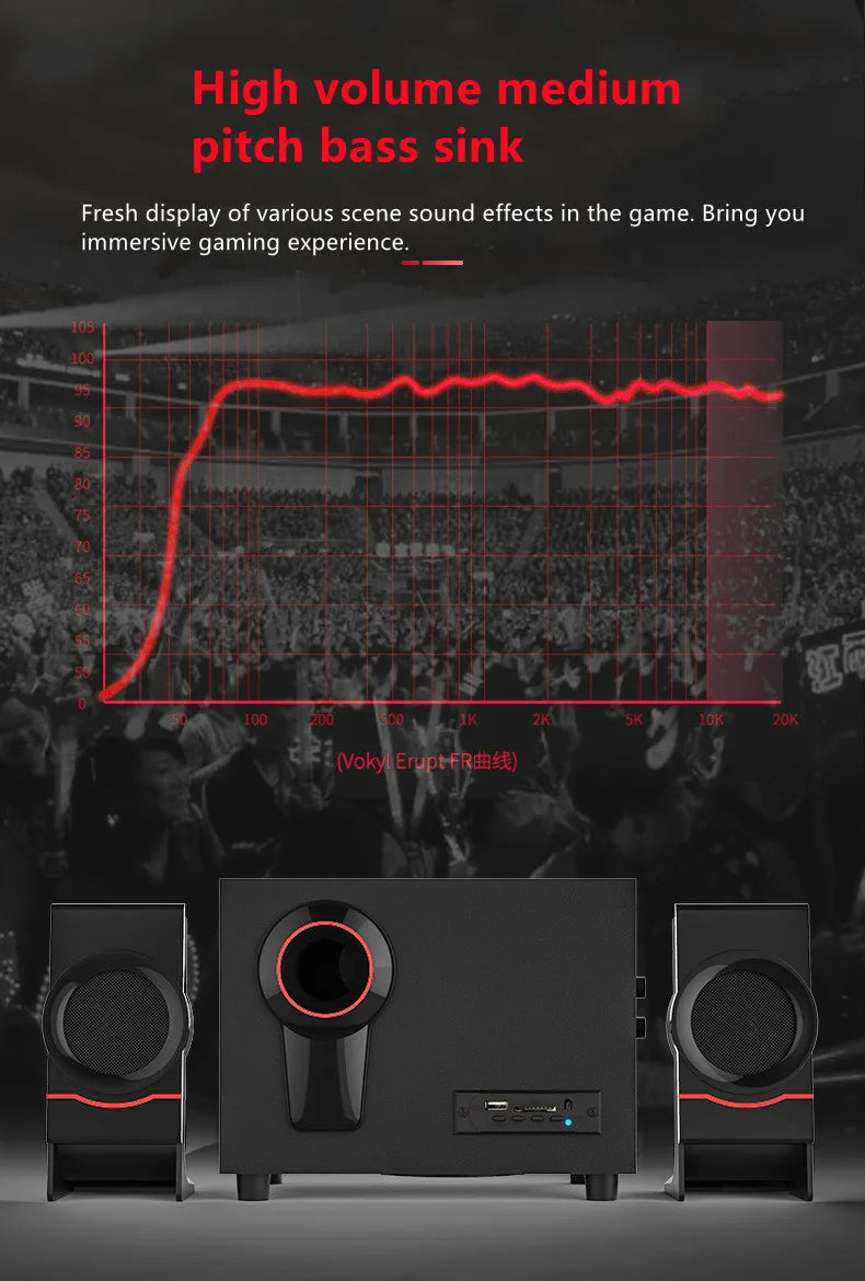Sistema de audio multimedia Bluetooth 2.1 Cine en casa Sonido envolvente Combinación activa Altavoces de madera Cable auxiliar USB Poste TV PC