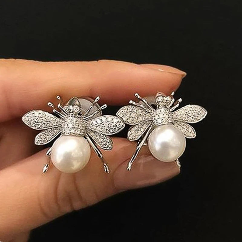 Huitan Delicate Bee Earrings Women for Wedding Engagement Good Quality Ear Accessories Dance Party Funny Earrings Trendy Jewelry - Lootquake