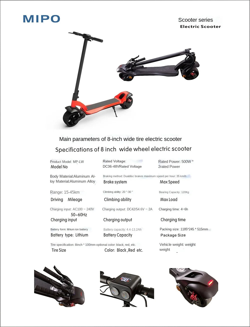 Adult Wide Tire Electric Scooter Double Disc Brake Off-road Electric Vehicle Two-wheel Foldable Driving Scooter