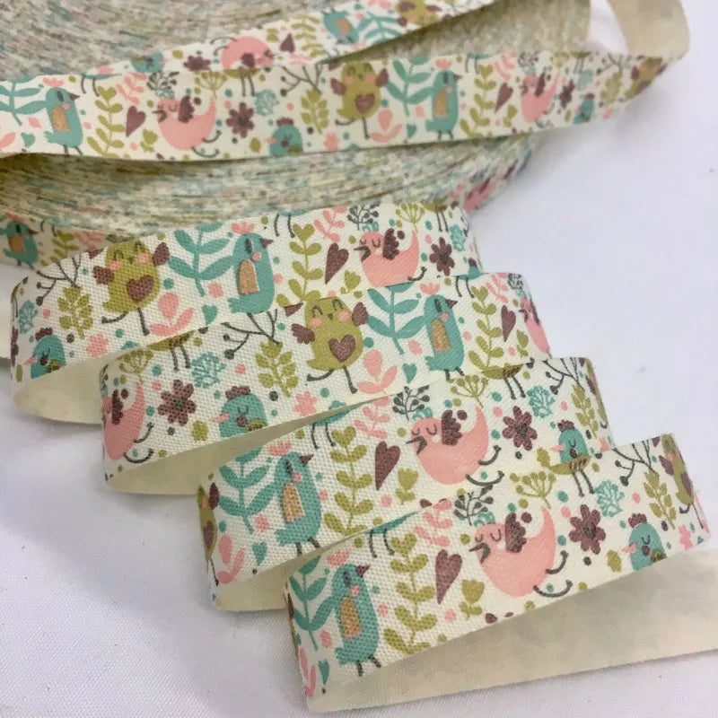 5Y 1.5cm/2.5cm Flowers Printed Cotton Floral Ribbon For Handmade DIY Craft Scrapbook Gift Packing Easter Wedding Christmas Deco - Lootquake