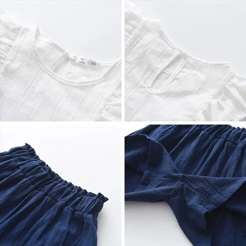 Bear Leader New Summer Casual Children Sets Chiffon Flowers Blue T-shirt Pants Girls Clothing Sets Kids Summer Set for 3-7 Years - Lootquake