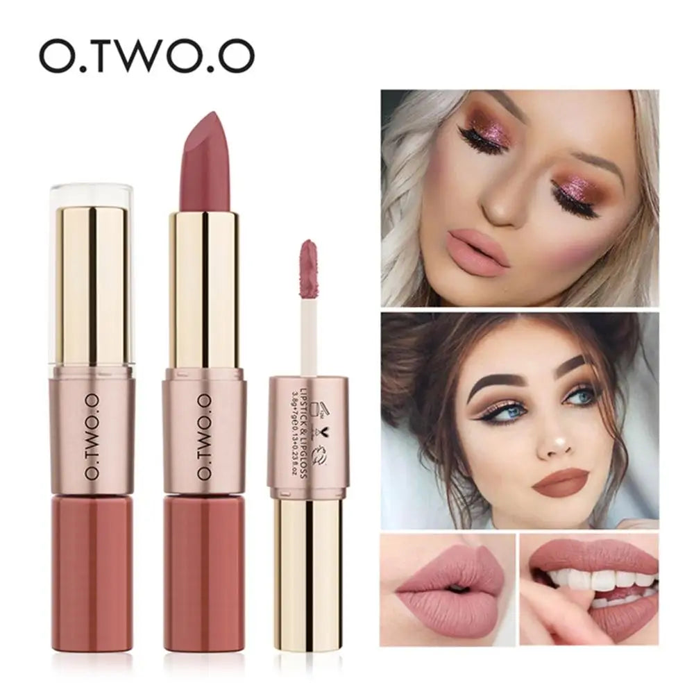 O.TWO.O 12 colores Maquillaje Lápiz labial Brillo labial Lápiz labial rojo sexy Impermeable Hidratante Labios Cosméticos Lápices labiales mate